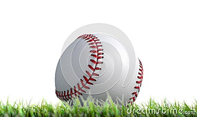 Baseball Ball Resting On Grass Stock Photo