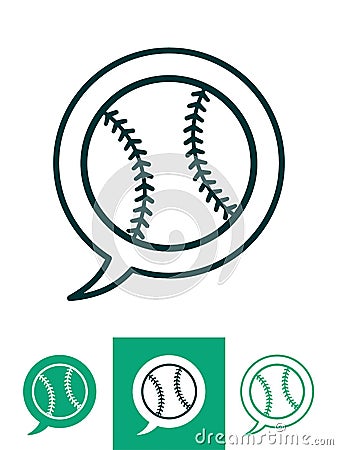 Baseball ball icon set with speech bubble Vector Illustration