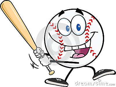 Baseball Ball Swinging A Baseball Bat Vector Illustration