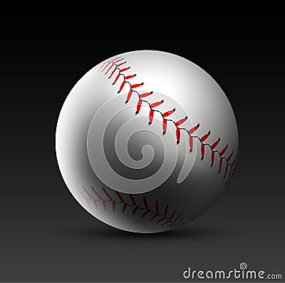 Baseball ball vector realistic background. Softball base ball illustration closeup leather 3d equipment Vector Illustration