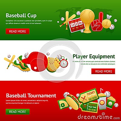 Baseball Banner Set Vector Illustration