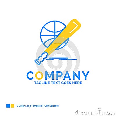 baseball, basket, ball, game, fun Blue Yellow Business Logo temp Vector Illustration