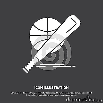 baseball, basket, ball, game, fun Icon. glyph vector symbol for UI and UX, website or mobile application Vector Illustration