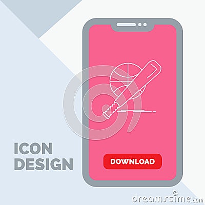 baseball, basket, ball, game, fun Line Icon in Mobile for Download Page Vector Illustration