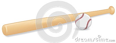 Baseball And Bat Vector Illustration