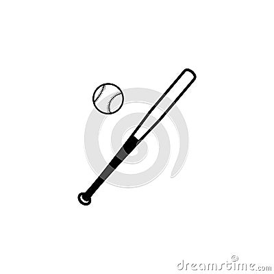 Baseball bat and ball icon. vector Cartoon Illustration