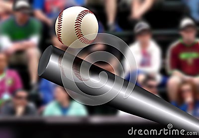 Baseball bat hitting ball with spectator background Stock Photo