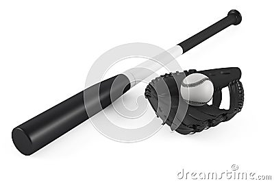 Baseball bat and leather glove isolated Stock Photo