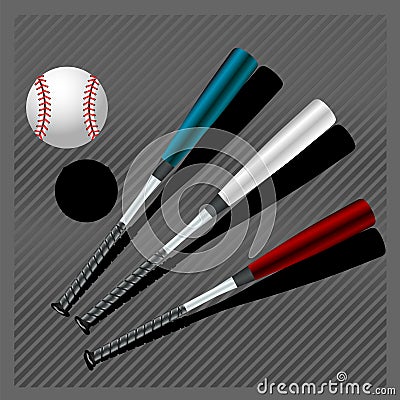 Baseball bats and ball Vector Illustration