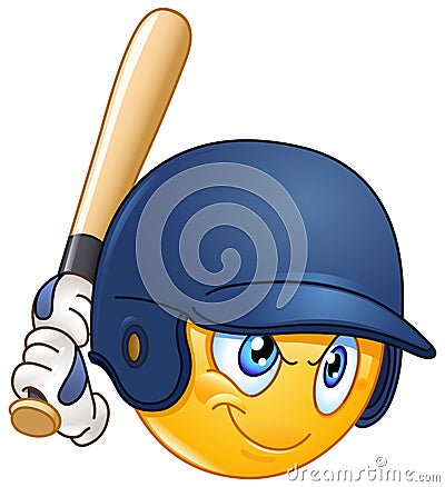 Baseball batter emoticon Vector Illustration