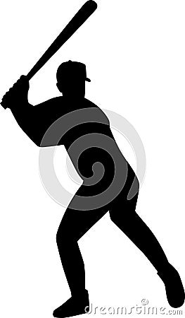 Baseball Batter Silhouette Vector Illustration