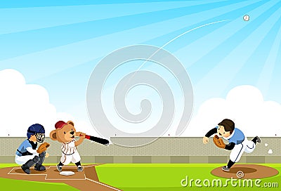Baseball Bear hits the ball Vector Illustration