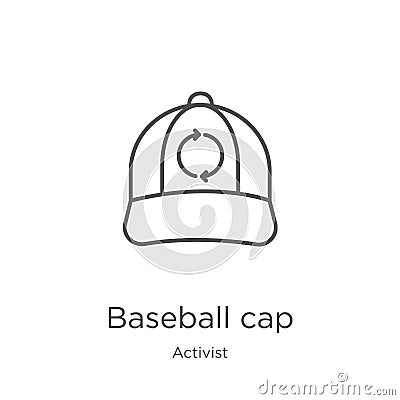 baseball cap icon vector from activist collection. Thin line baseball cap outline icon vector illustration. Outline, thin line Vector Illustration