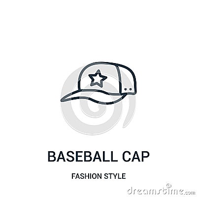 baseball cap icon vector from fashion style collection. Thin line baseball cap outline icon vector illustration Vector Illustration