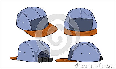 Baseball cap template mockup vector camp cap design trucker cap set Vector Illustration