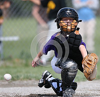 Baseball catcher missing ball Stock Photo