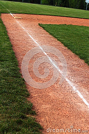 Baseball Chalk Line Third Base Stock Photo