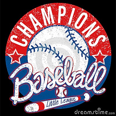 Baseball Champions league distressed emblem Vector Illustration