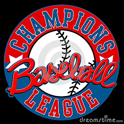 Baseball Champions league sign with ball Vector Illustration