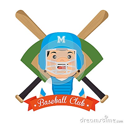 Baseball championship badge player with bats Vector Illustration