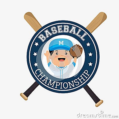 Baseball championship badge player with bats Vector Illustration