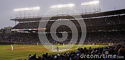 Baseball - Chicago Cubs Night Game at Wrigley Editorial Stock Photo