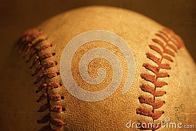Baseball closeup showing stitches and seams Stock Photo