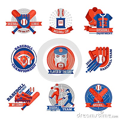 Baseball Emblems Set Vector Illustration