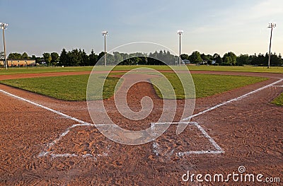 Baseball Field at Dusk Stock Photo