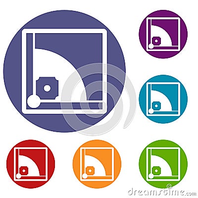 Baseball field icons set Vector Illustration