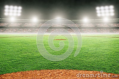 Baseball Field in Outdoor Stadium With Copy Space Stock Photo