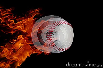 Baseball on fire Stock Photo