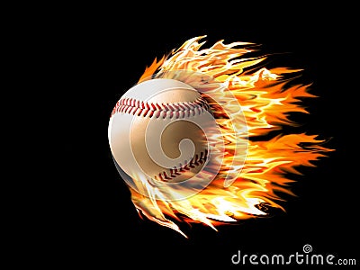 Baseball on fire Stock Photo