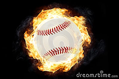 Baseball on fire Stock Photo