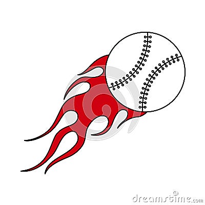 Baseball Fire Ball Icon Vector Illustration