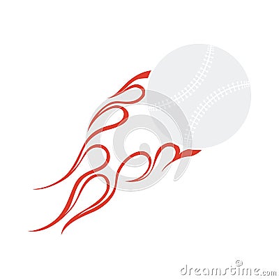 Baseball Fire Ball Icon Vector Illustration