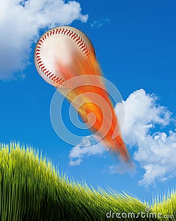 Baseball on Fire. Stock Photo