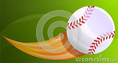 Baseball fireball concept banner, cartoon style Vector Illustration