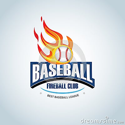 Baseball fireball sport badge logo design template and some elements for logos, badge, T-shirt screen and printing. Vector Illustration