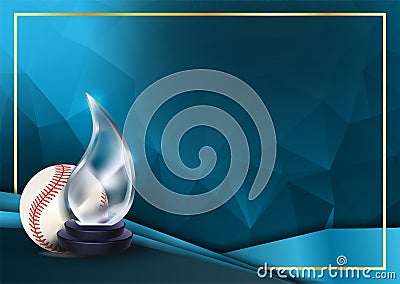 Baseball Certificate Diploma With Glass Trophy Vector. Sport Award Template. Achievement Design. Honor Background. A4 Vector Illustration