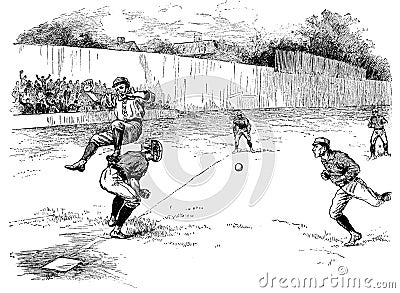 Baseball game I Antique Sport Illustrations Cartoon Illustration