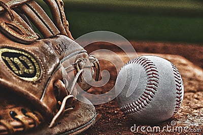 Baseball Glove and A Baseball. Editorial Stock Photo