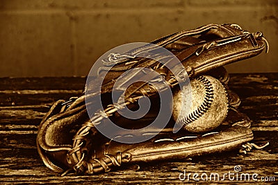 Baseball Glove and A Baseball. Editorial Stock Photo