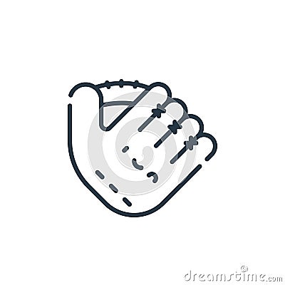 baseball glove icon vector from baseball concept. Thin line illustration of baseball glove editable stroke. baseball glove linear Vector Illustration