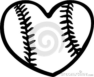 Baseball Heart Vector Illustration