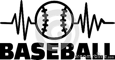 Baseball heartbeat line Vector Illustration