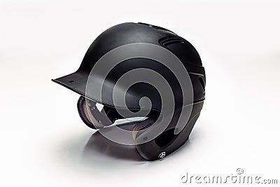 Baseball Helmet Black on white Stock Photo