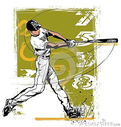 Baseball hitter Swinging Vector Illustration