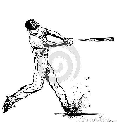 Baseball hitter Swinging Vector Illustration