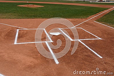 Baseball Home Plate and Batter`s Box Editorial Stock Photo